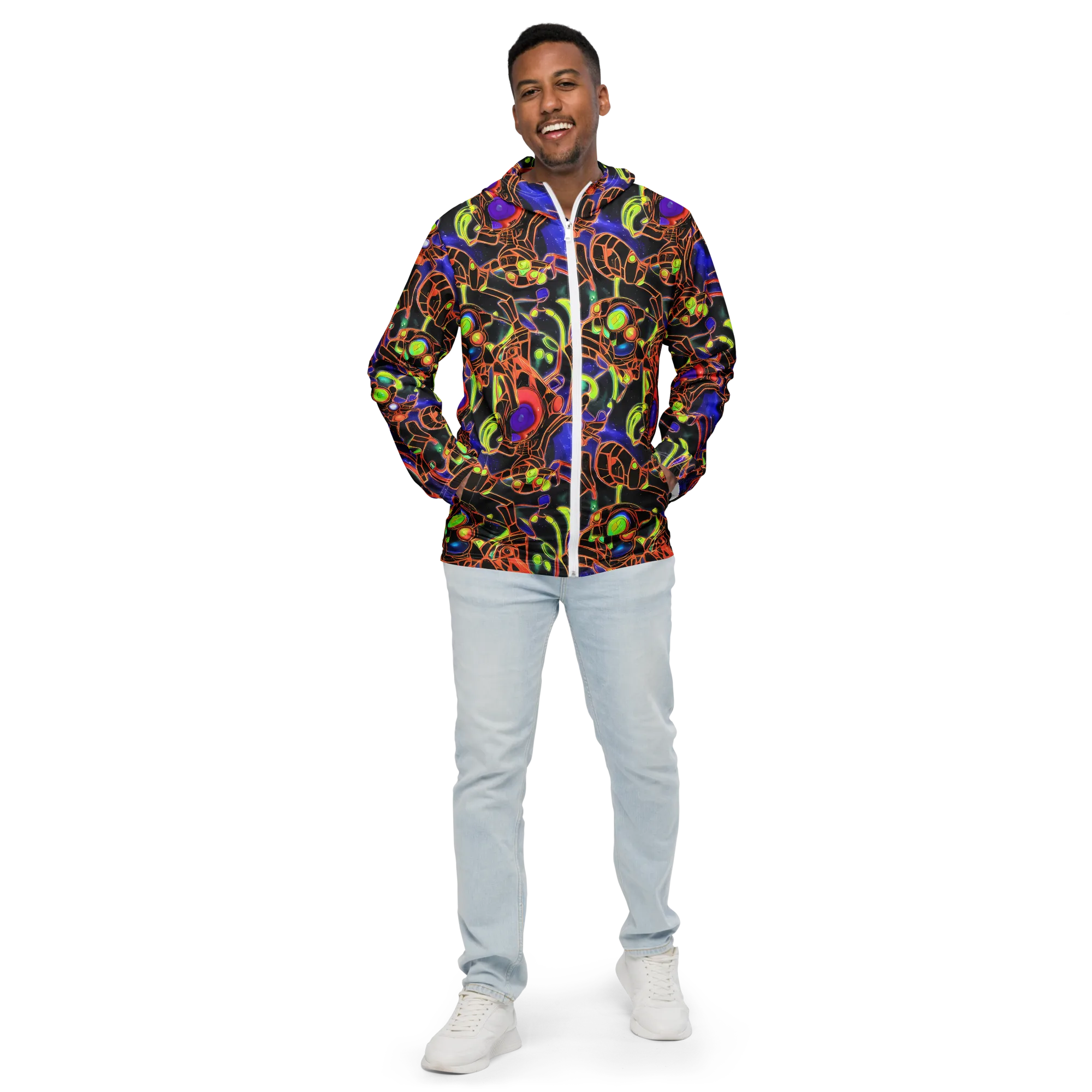 Cosmic Circuitry on Men's Windbreaker — Front