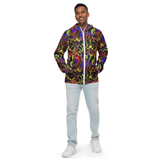 Cosmic Circuitry on a Men's Windbreaker