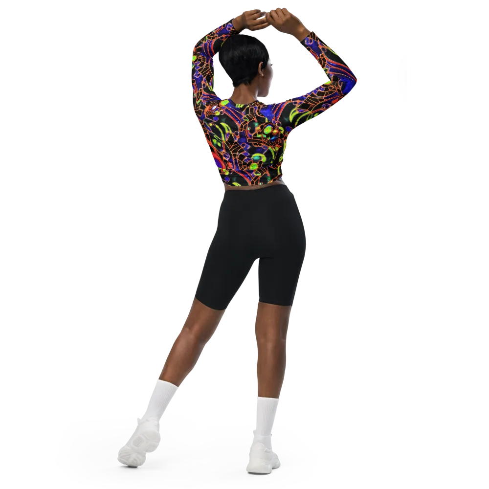Cosmic Circuitry on Long Sleeve Crop Top — Back