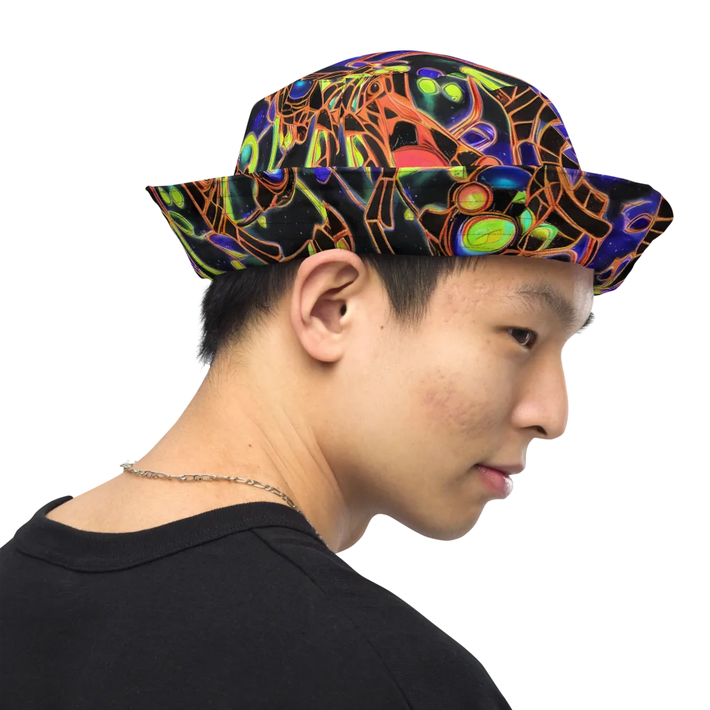 Cosmic Circuitry on Reversible Bucket Hat — Right Outside
