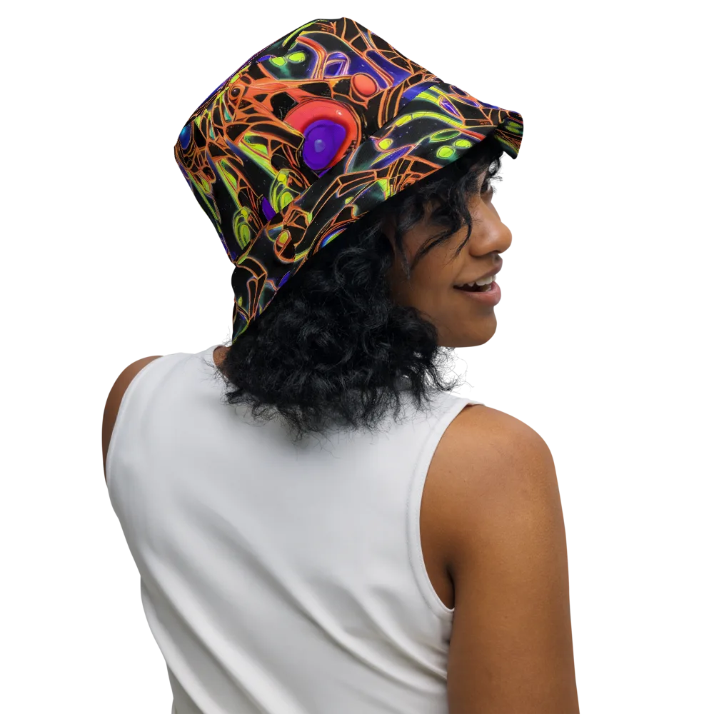 Cosmic Circuitry on Reversible Bucket Hat — Right Outside