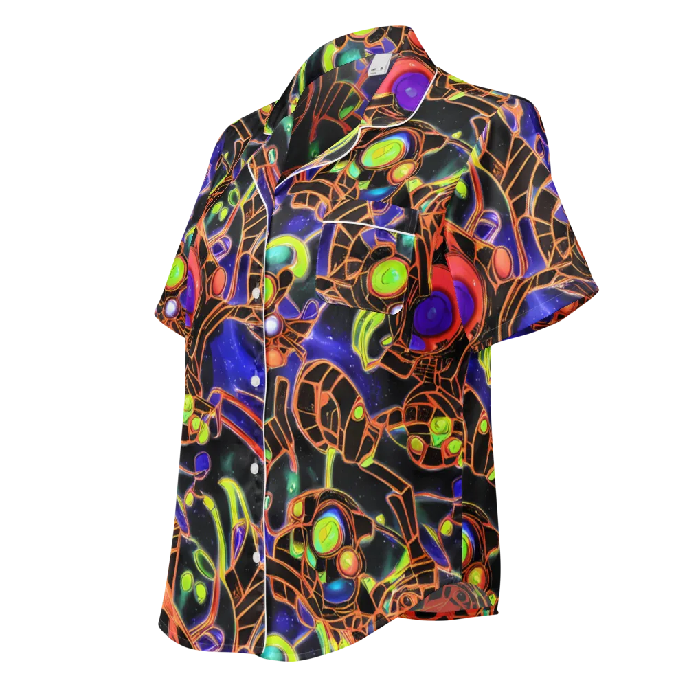 Cosmic Circuitry on Women's Short Sleeve Pajama Top — Left Front