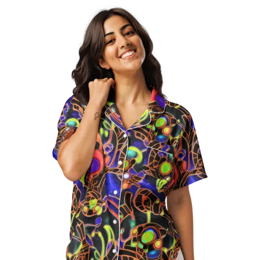 Cosmic Circuitry on a Women's Short Sleeve Pajama Top