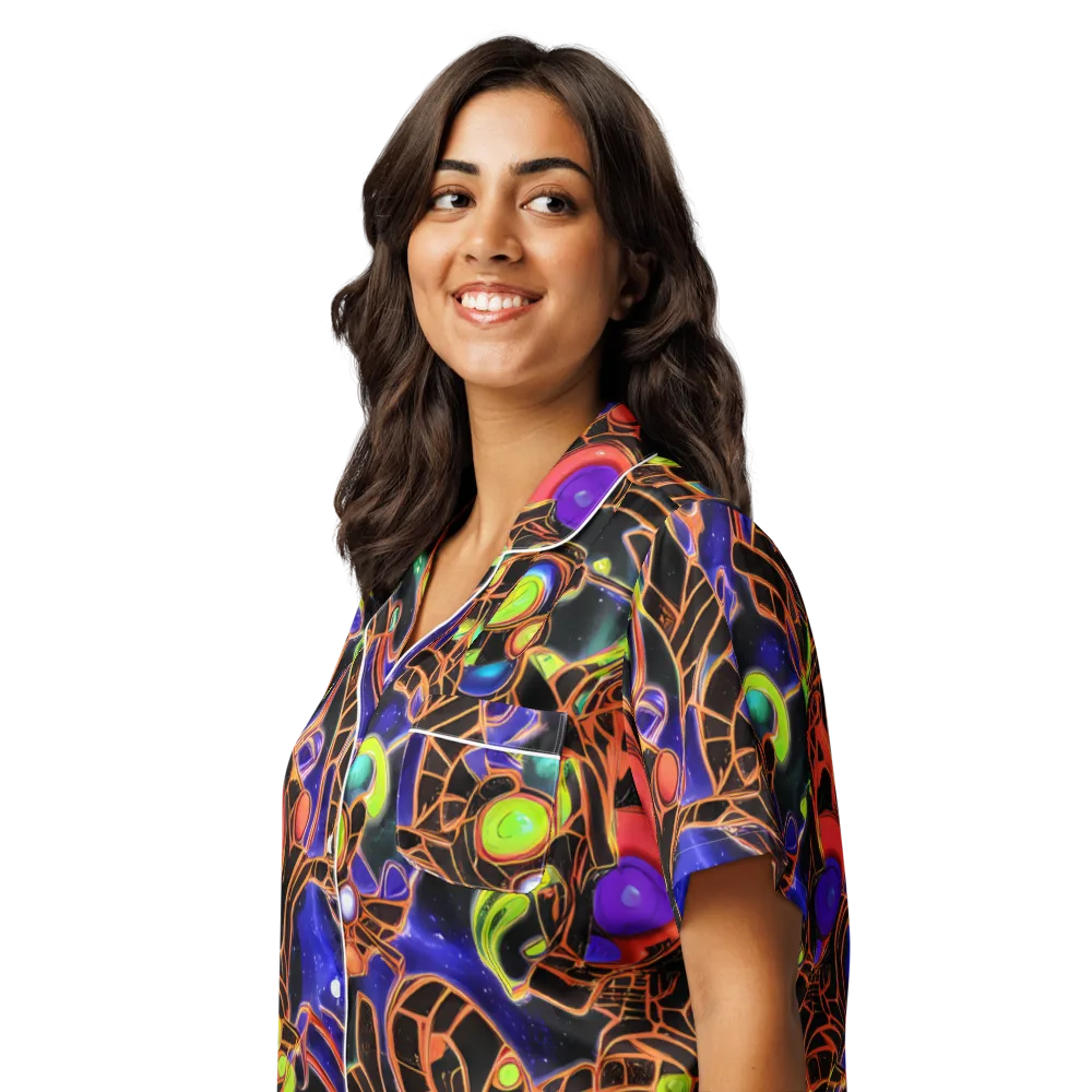 Cosmic Circuitry on Women's Short Sleeve Pajama Top — Left Front