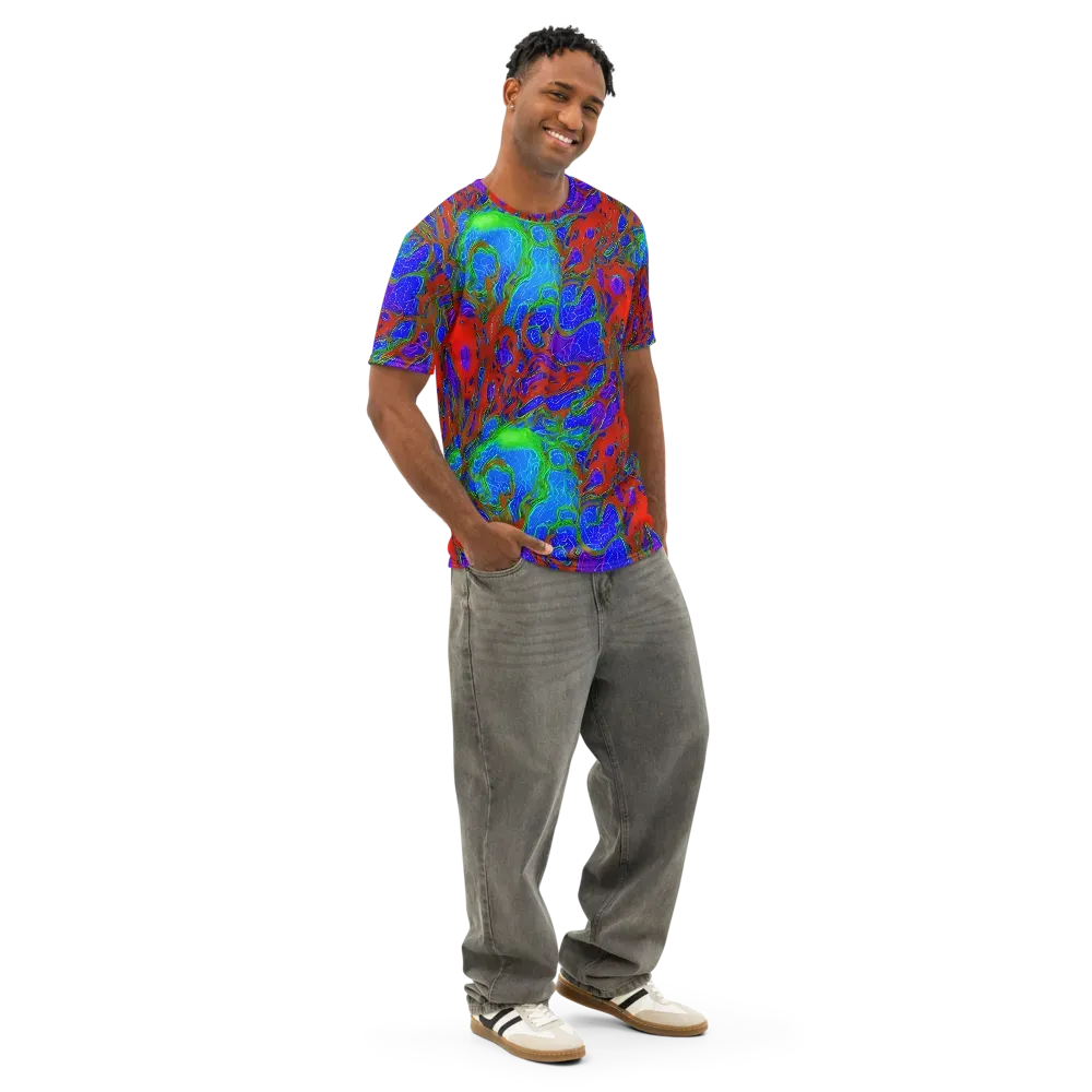 Cosmic Magma on Men's Cotton Crew Neck T-Shirt — Right Front