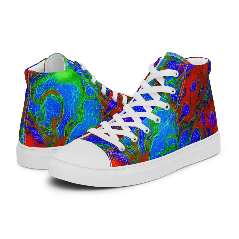 Cosmic Magma on Men's High Top Canvas Shoes — Left