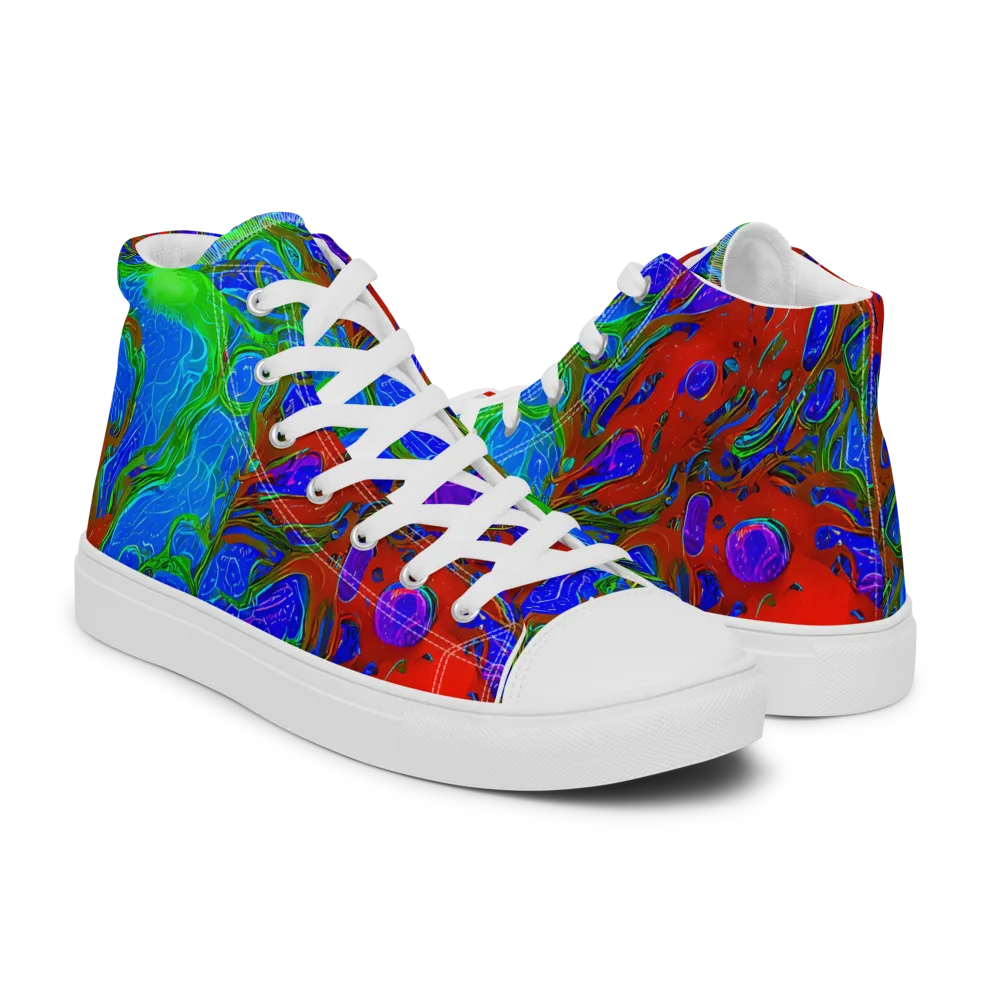 Cosmic Magma on Men's High Top Canvas Shoes — Right