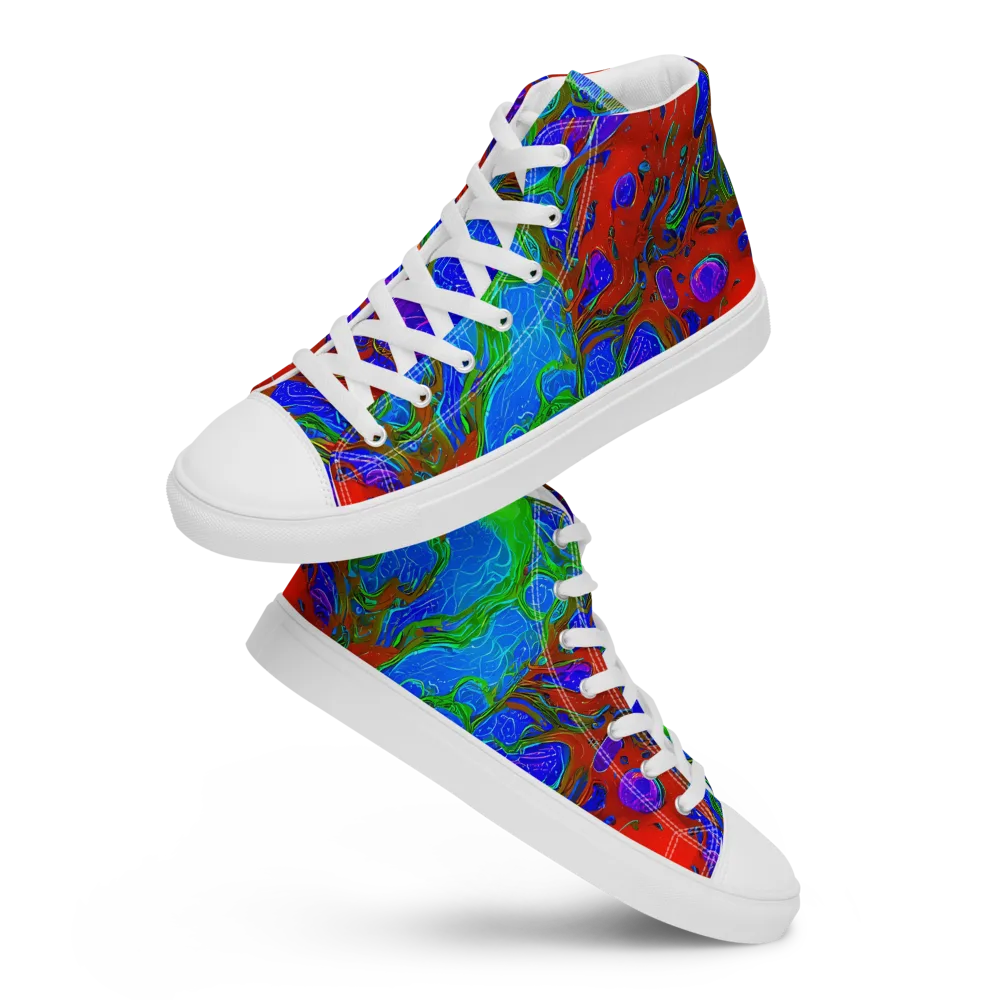 Cosmic Magma on Men's High Top Canvas Shoes — Front