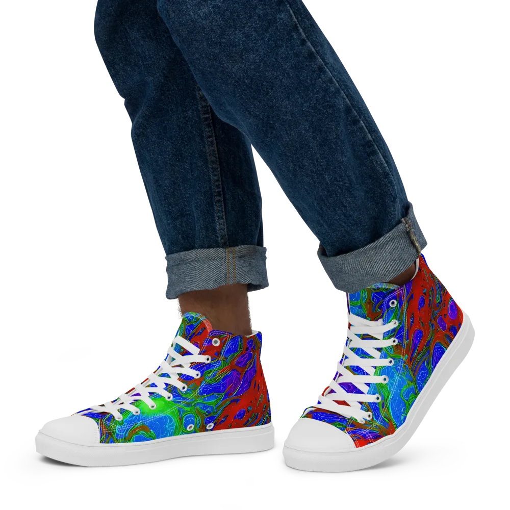 Cosmic Magma on Men's High Top Canvas Shoes — Left