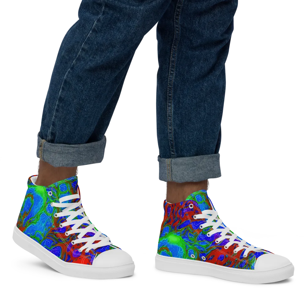 Cosmic Magma on Men's High Top Canvas Shoes — Right