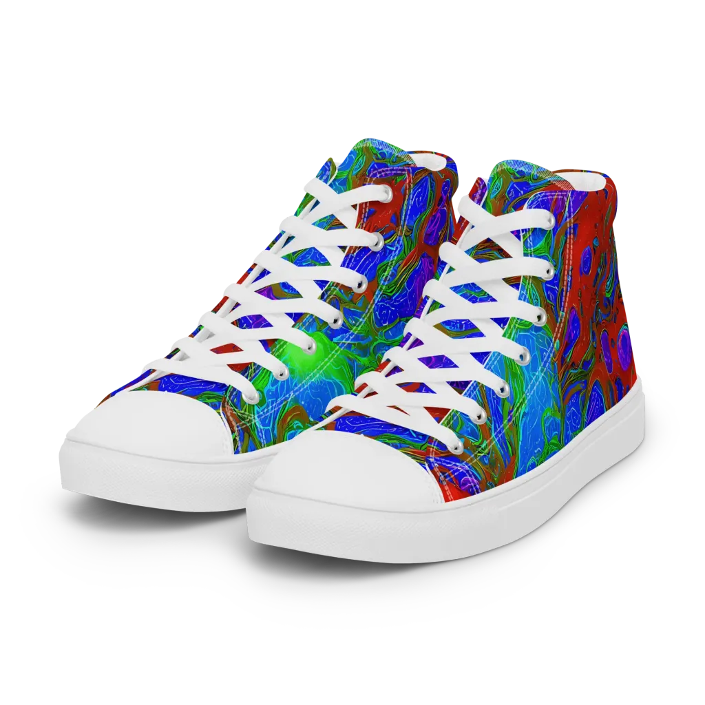 Cosmic Magma on Women's High Top Canvas Shoes — Left Front