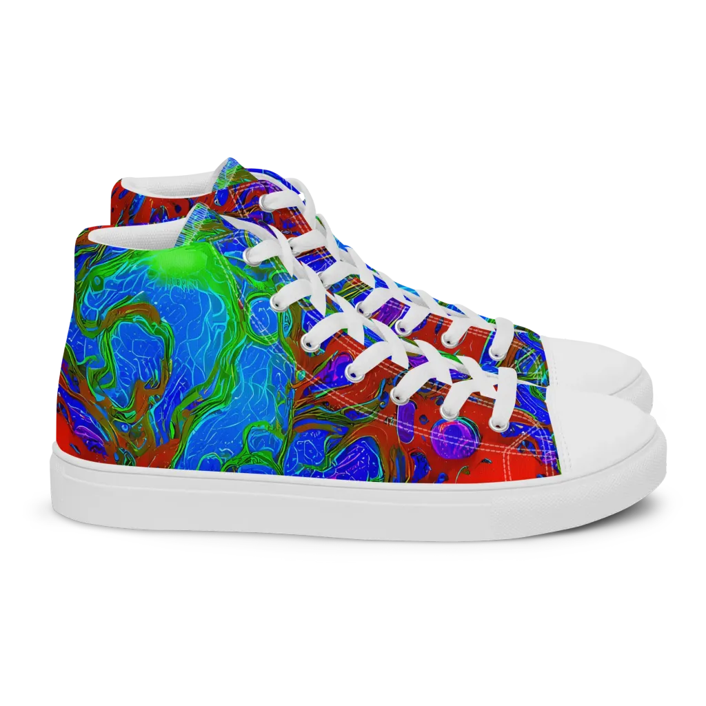 Cosmic Magma on Women's High Top Canvas Shoes — Right