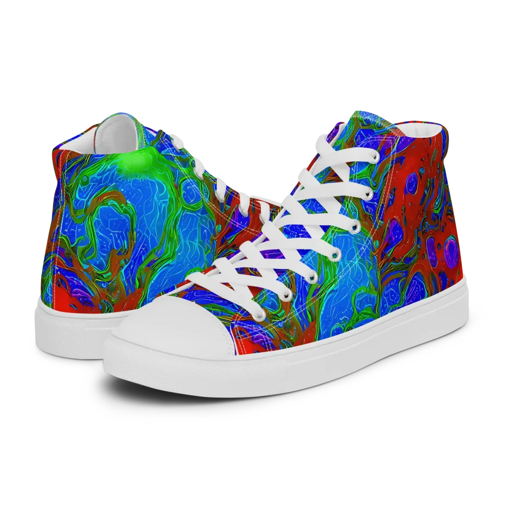 Cosmic Magma on Women's High Top Canvas Shoes — Left