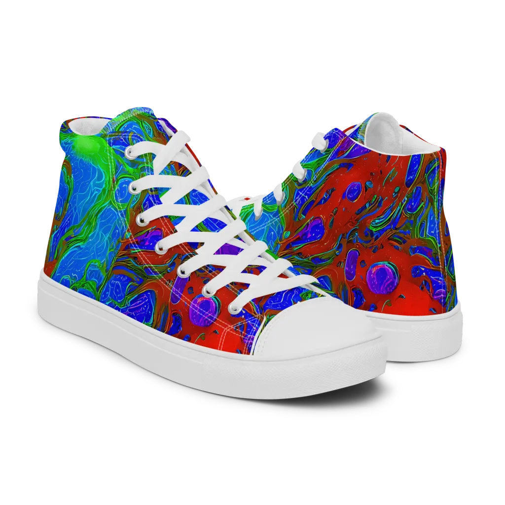 Cosmic Magma on Women's High Top Canvas Shoes — Right