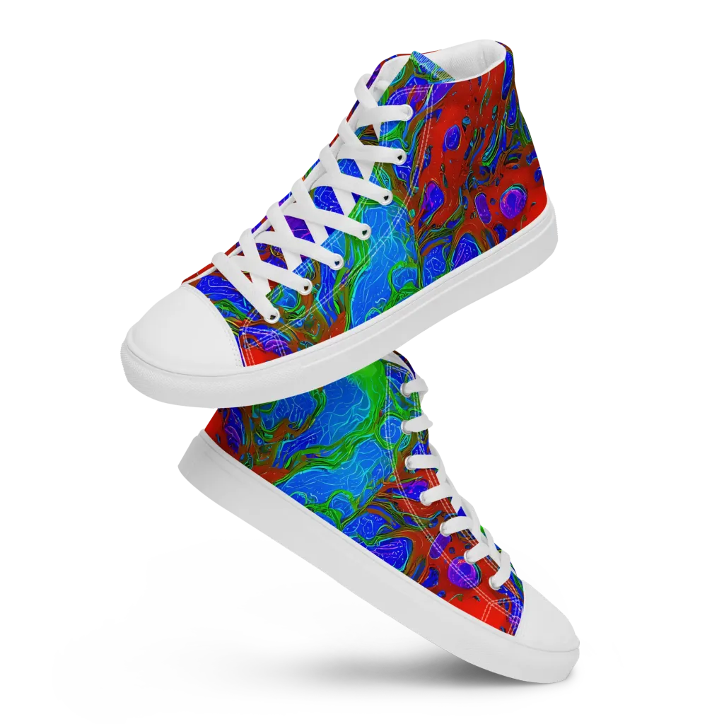Cosmic Magma on Women's High Top Canvas Shoes — Front