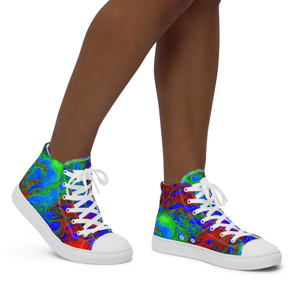 Cosmic Magma on Women's High Top Canvas Shoes — Right