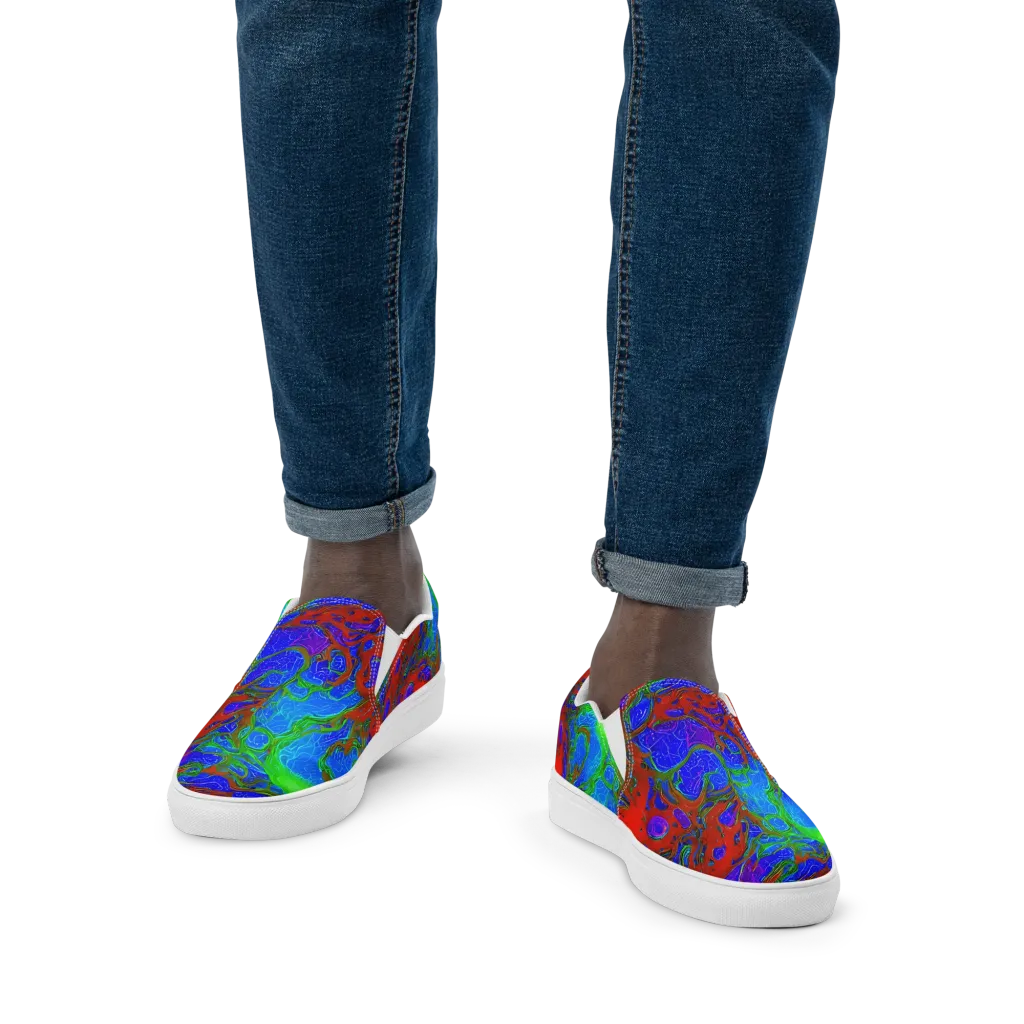 Cosmic Magma on Men's Slip-On Canvas Shoes — Front