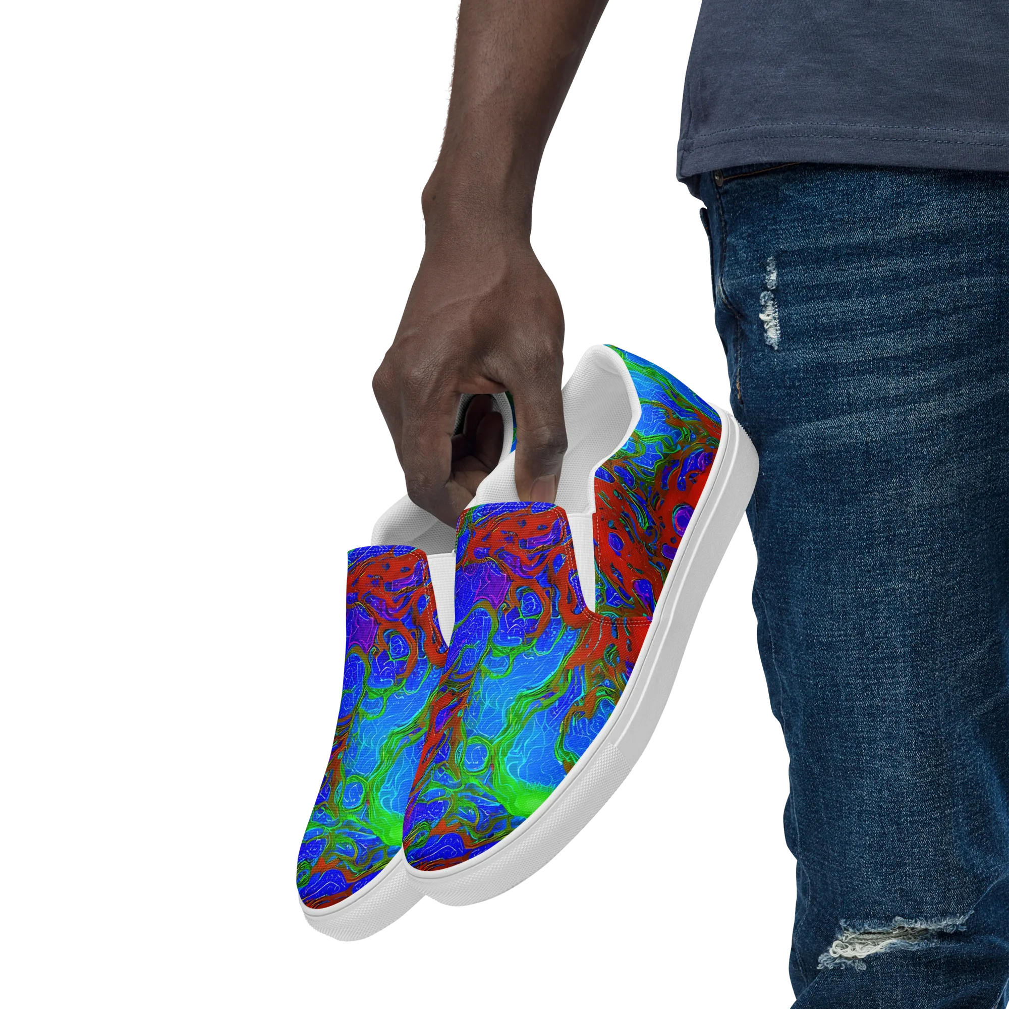 Cosmic Magma on Men's Slip-On Canvas Shoes — Left Front