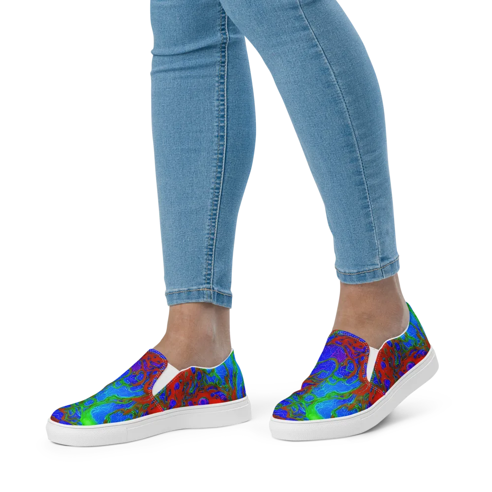 Cosmic Magma on Women's Slip-On Canvas Shoes — Front