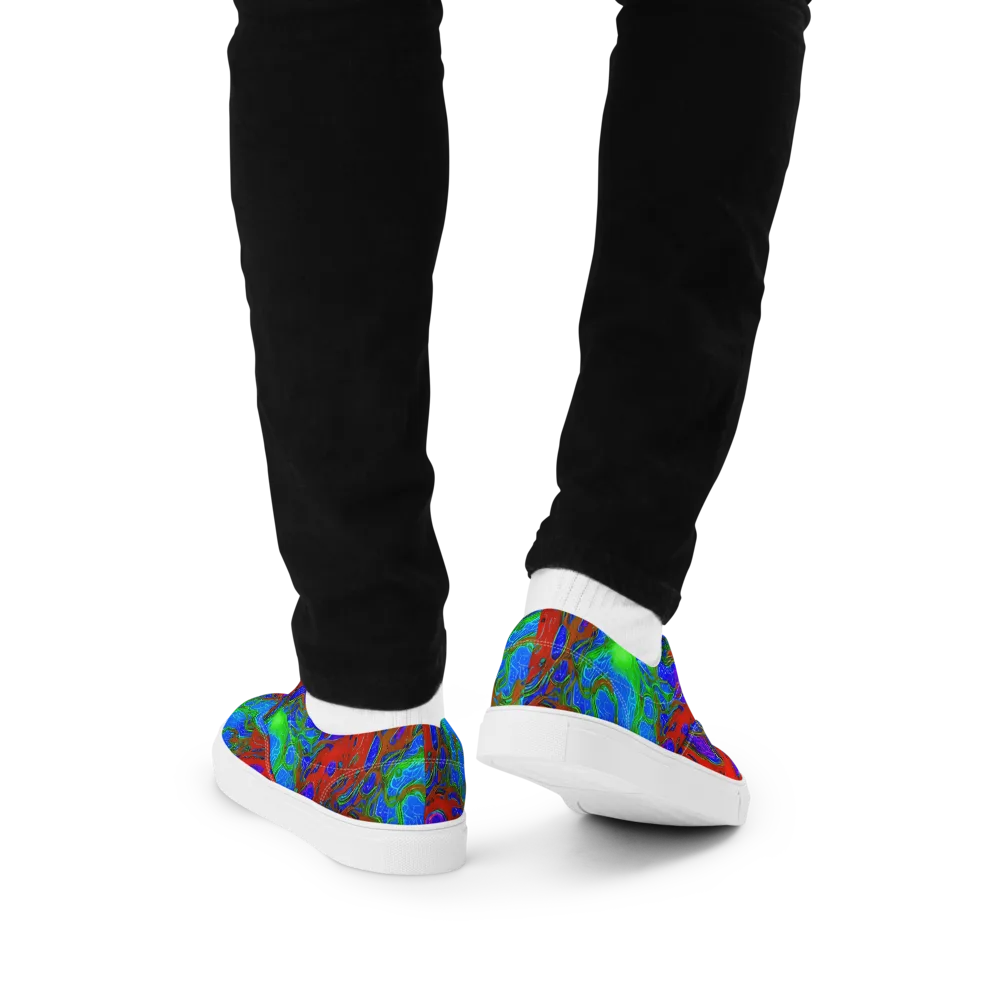 Cosmic Magma on Men's Lace-Up Canvas Shoes — Back