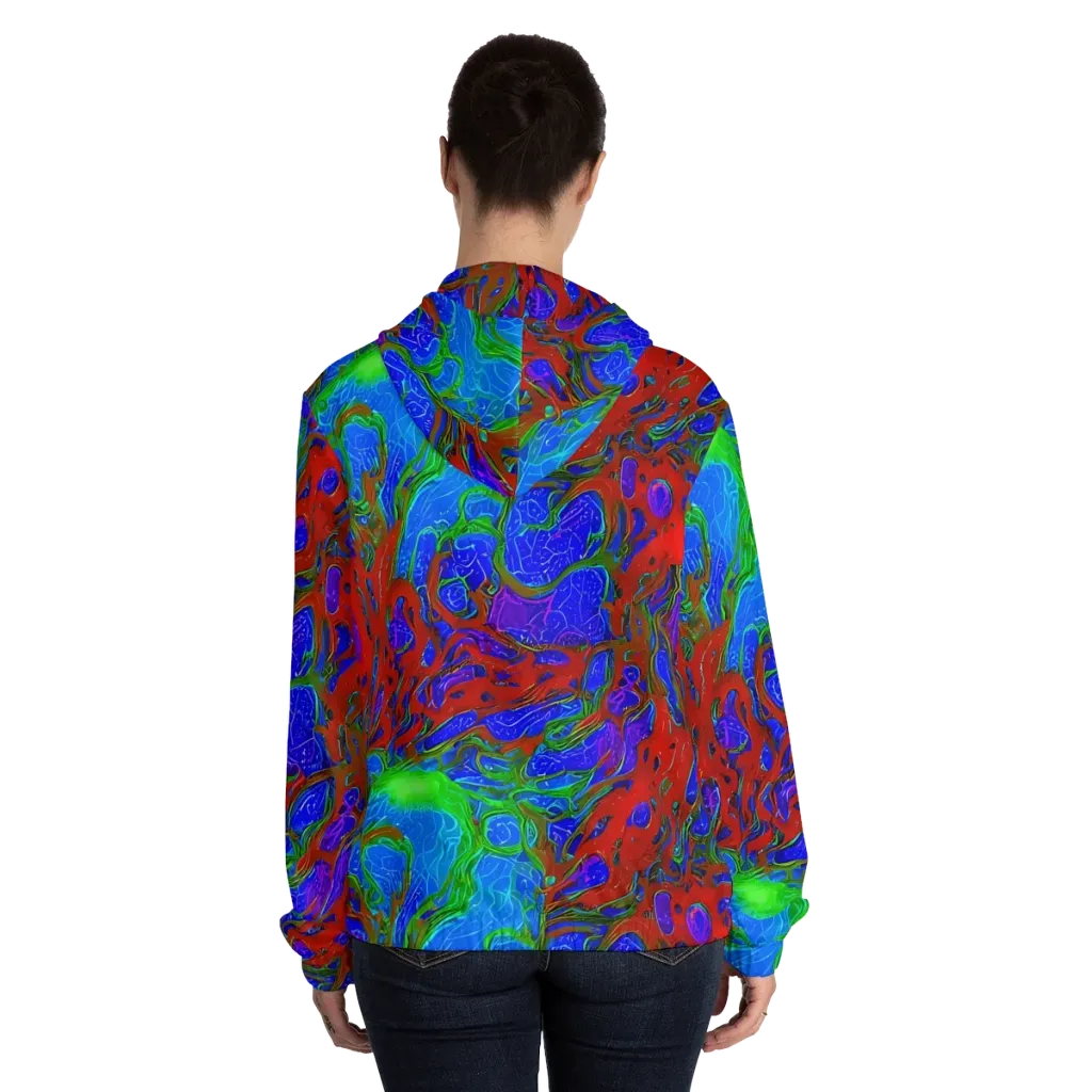 Cosmic Magma on Women's Full-Zip Hoodie — Back On Person