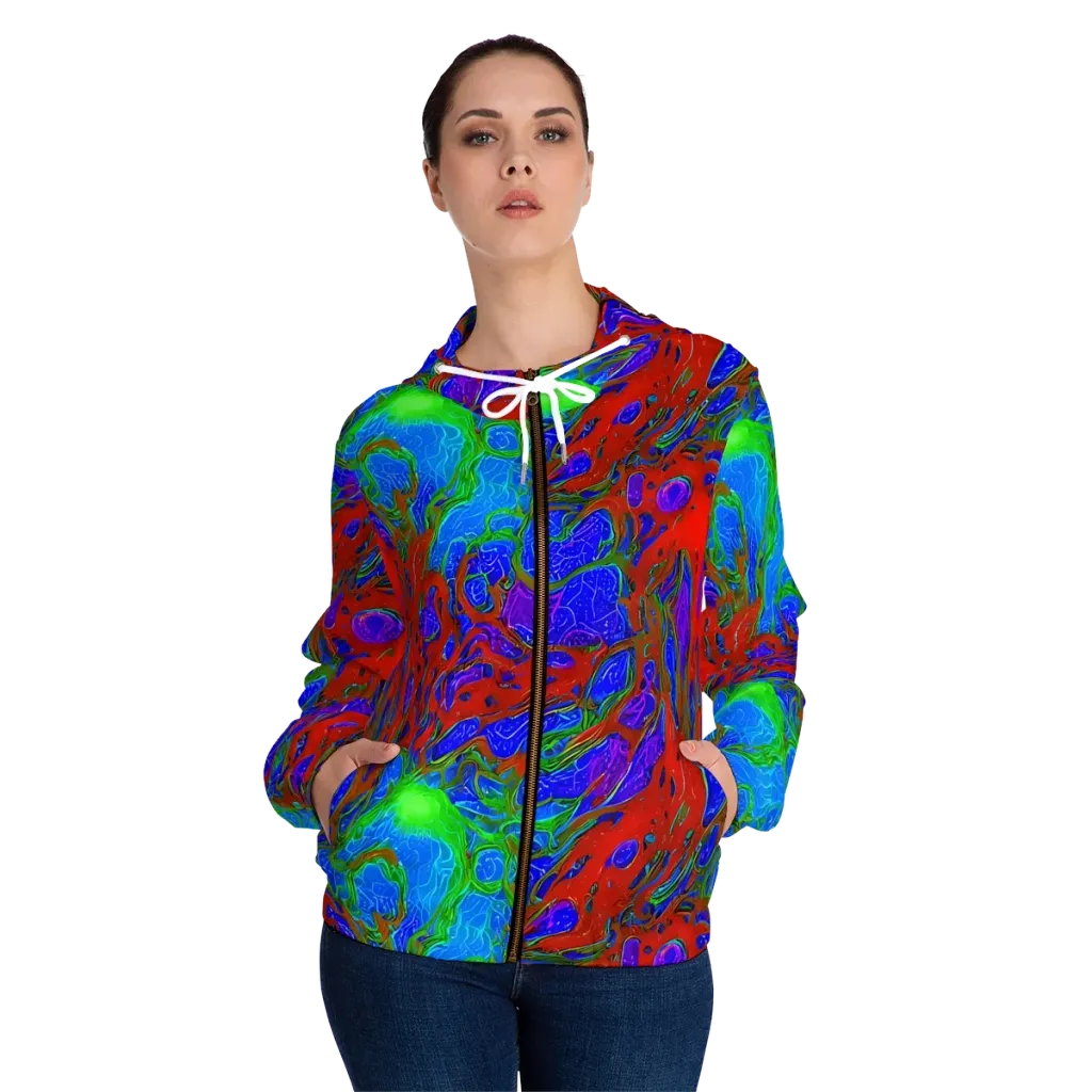 Cosmic Magma on Women's Full-Zip Hoodie — Front On Person