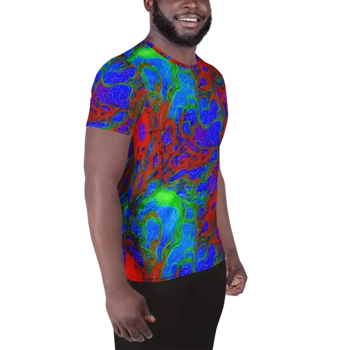 Cosmic Magma on a Men's Athletic T-Shirt