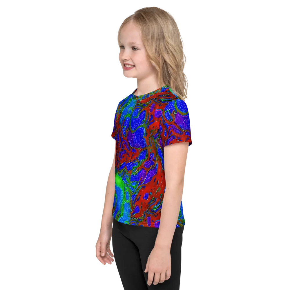 Cosmic Magma on Kids Crew Neck T-Shirt — Left
