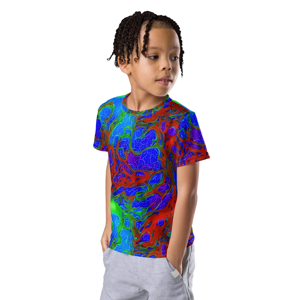 Cosmic Magma on Kids Crew Neck T-Shirt — Left Front