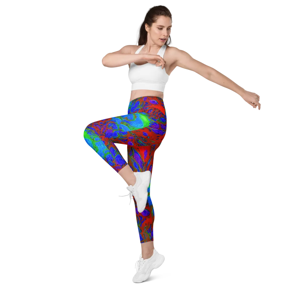 Cosmic Magma on Leggings with Pockets — Left Front
