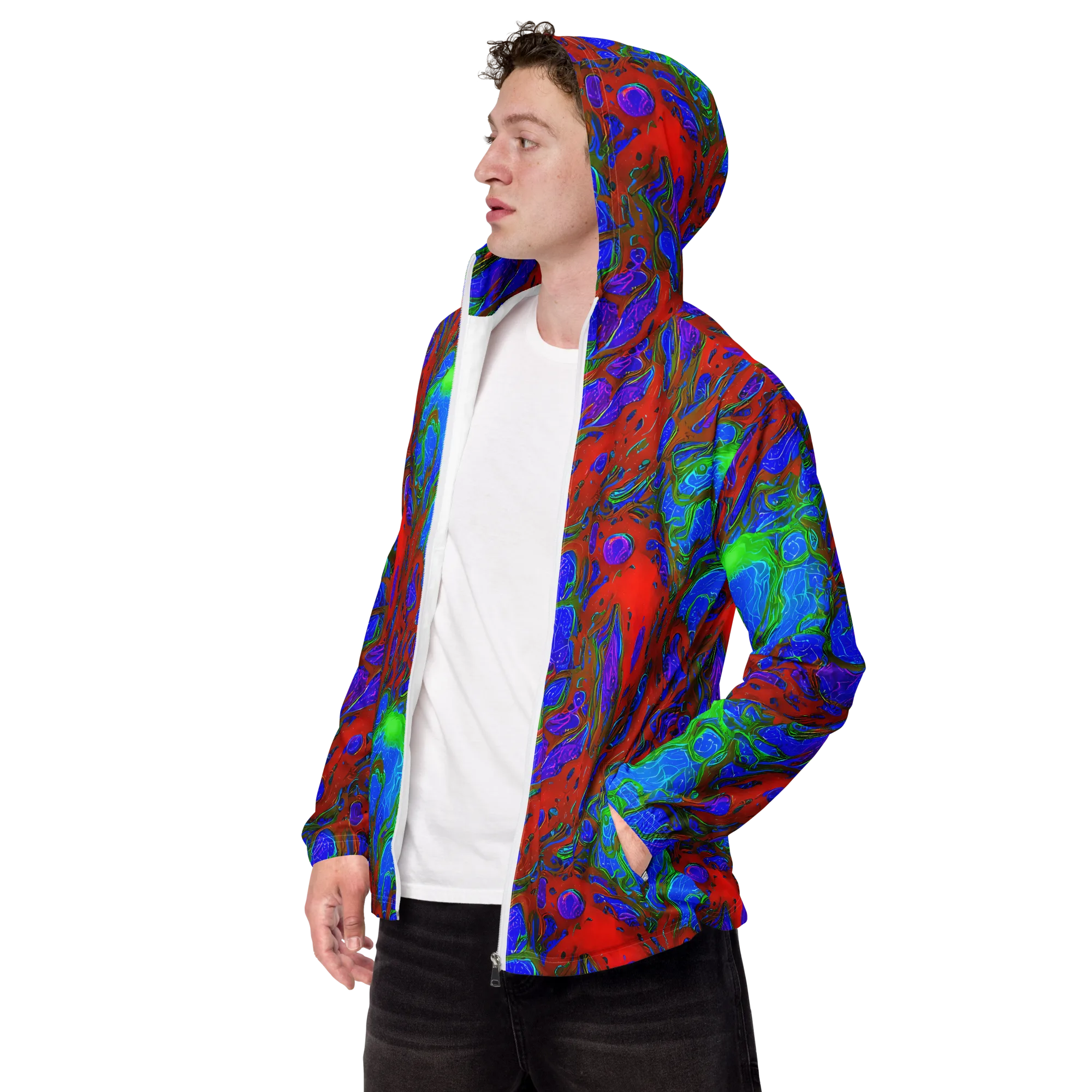 Cosmic Magma on Men's Windbreaker — Left Front