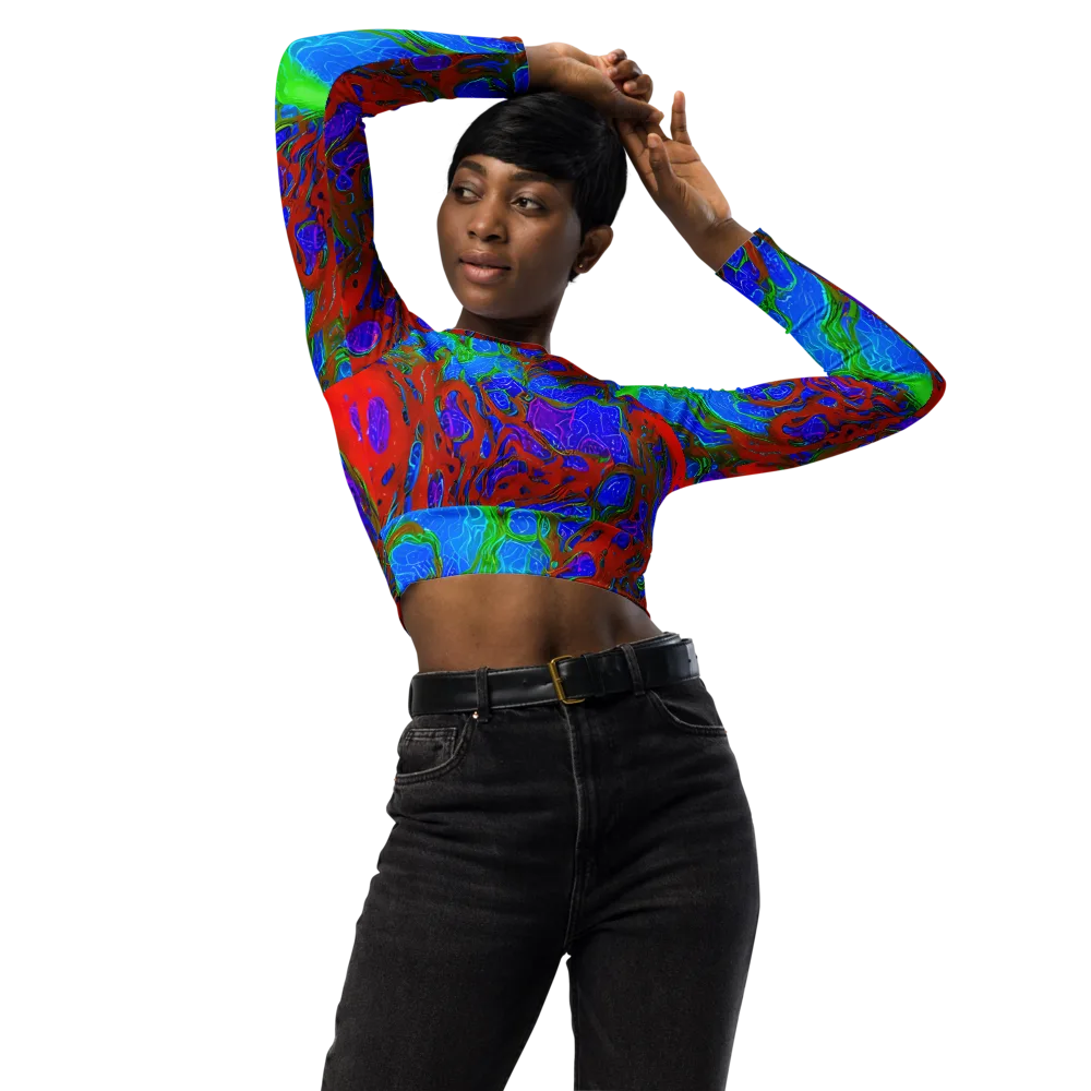 Cosmic Magma on Long Sleeve Crop Top — Front