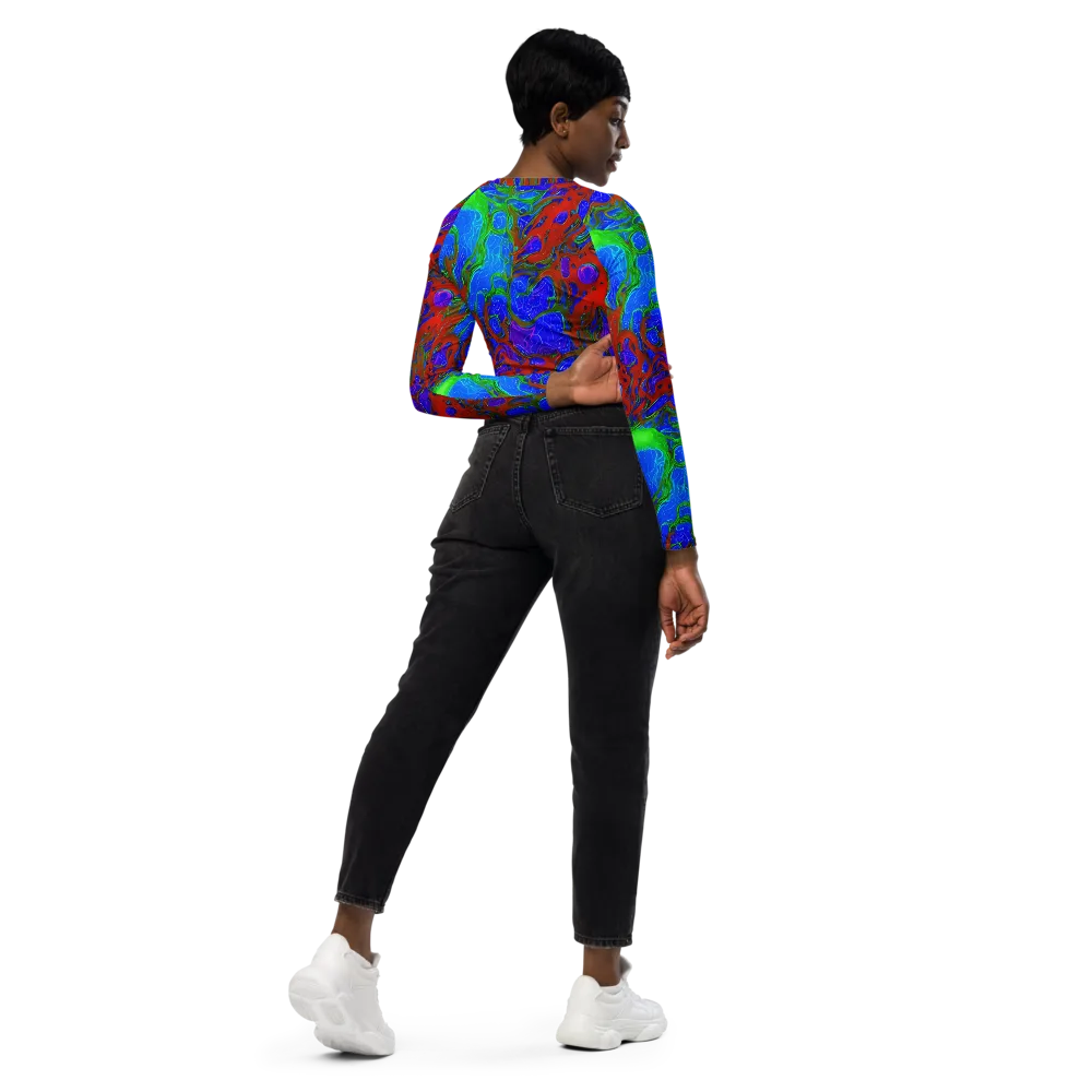 Cosmic Magma on Long Sleeve Crop Top — Right Back