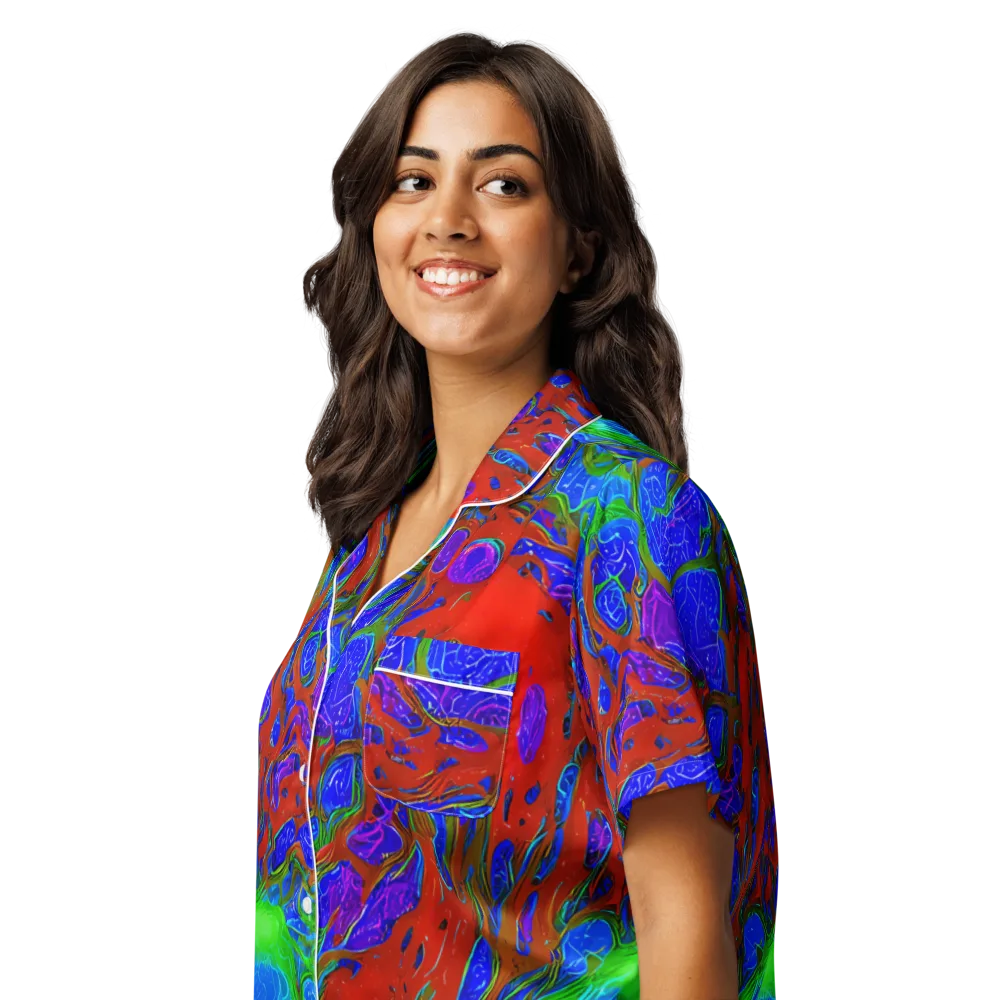 Cosmic Magma on Women's Short Sleeve Pajama Top — Left Front