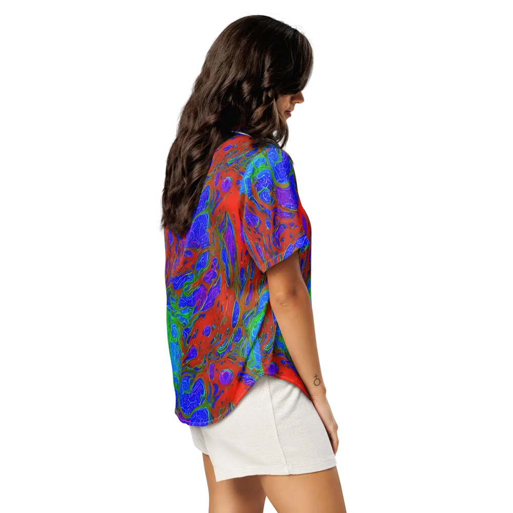 Cosmic Magma on Women's Short Sleeve Pajama Top — Right Back