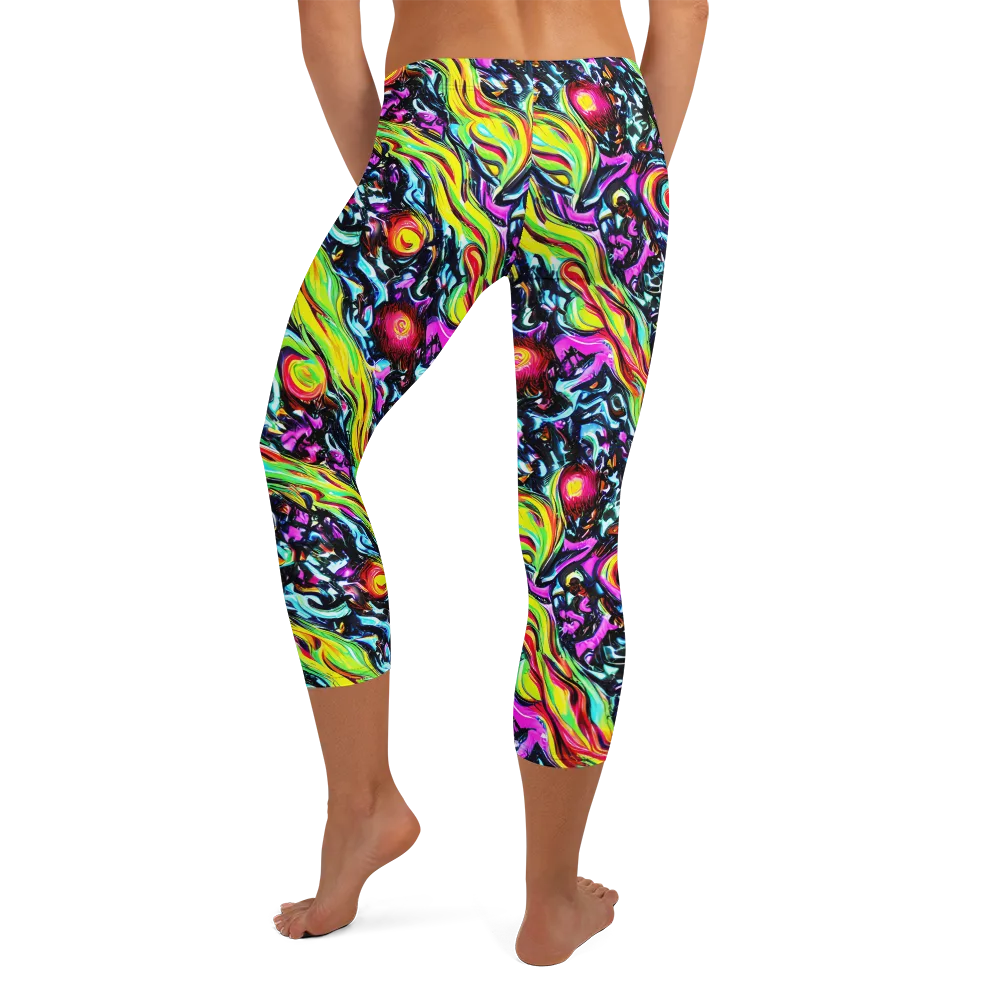 Prismatic Nightfall on Capri Leggings — Back