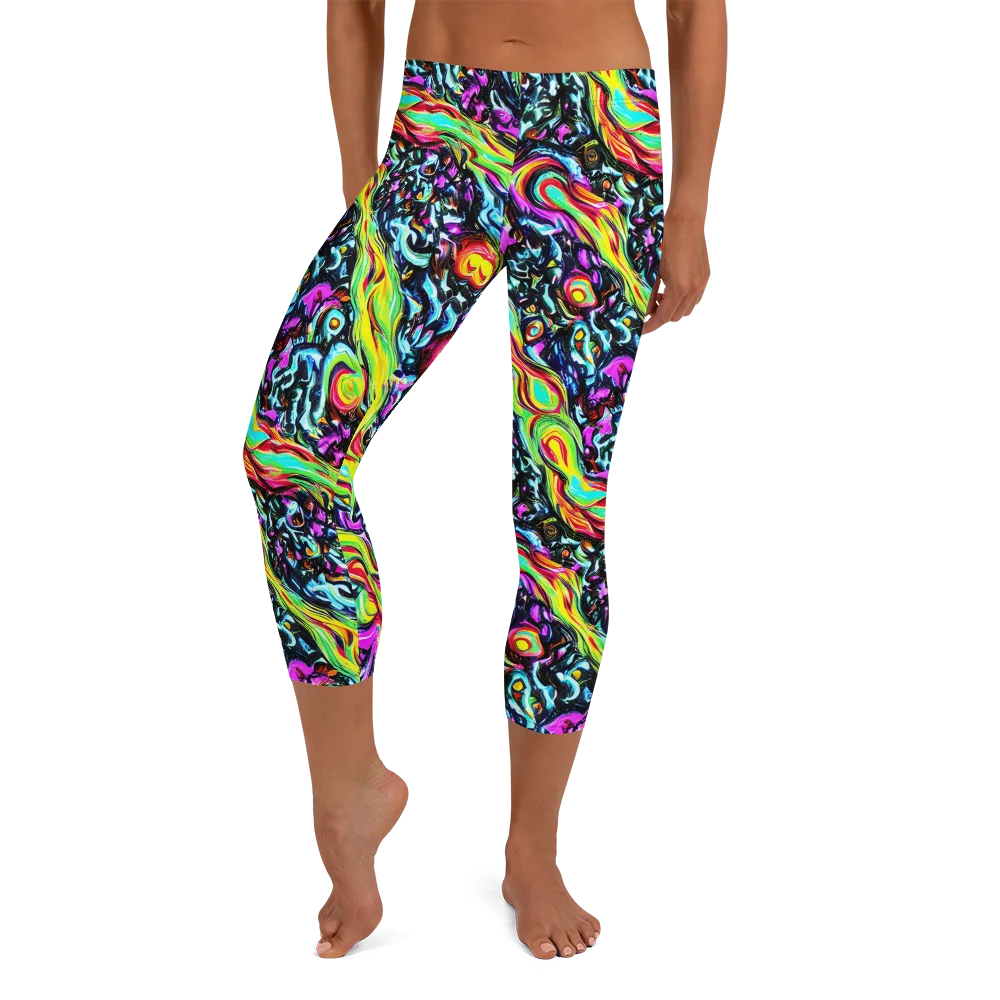 Prismatic Nightfall on Capri Leggings — Front