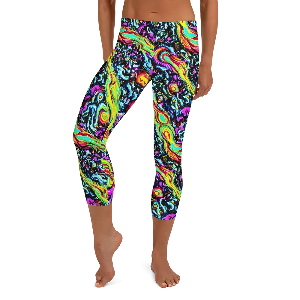 Prismatic Nightfall on Capri Leggings — Front