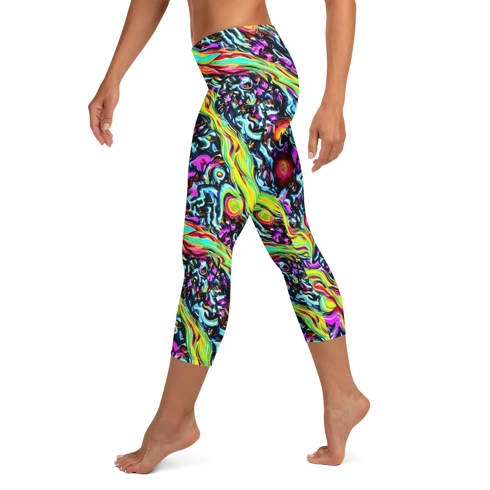 Prismatic Nightfall on Capri Leggings — Left