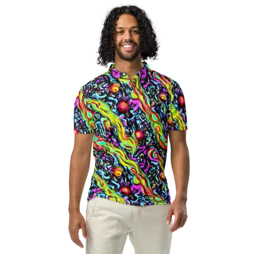 Prismatic Nightfall on a Men's Slim Fit Polo Shirt