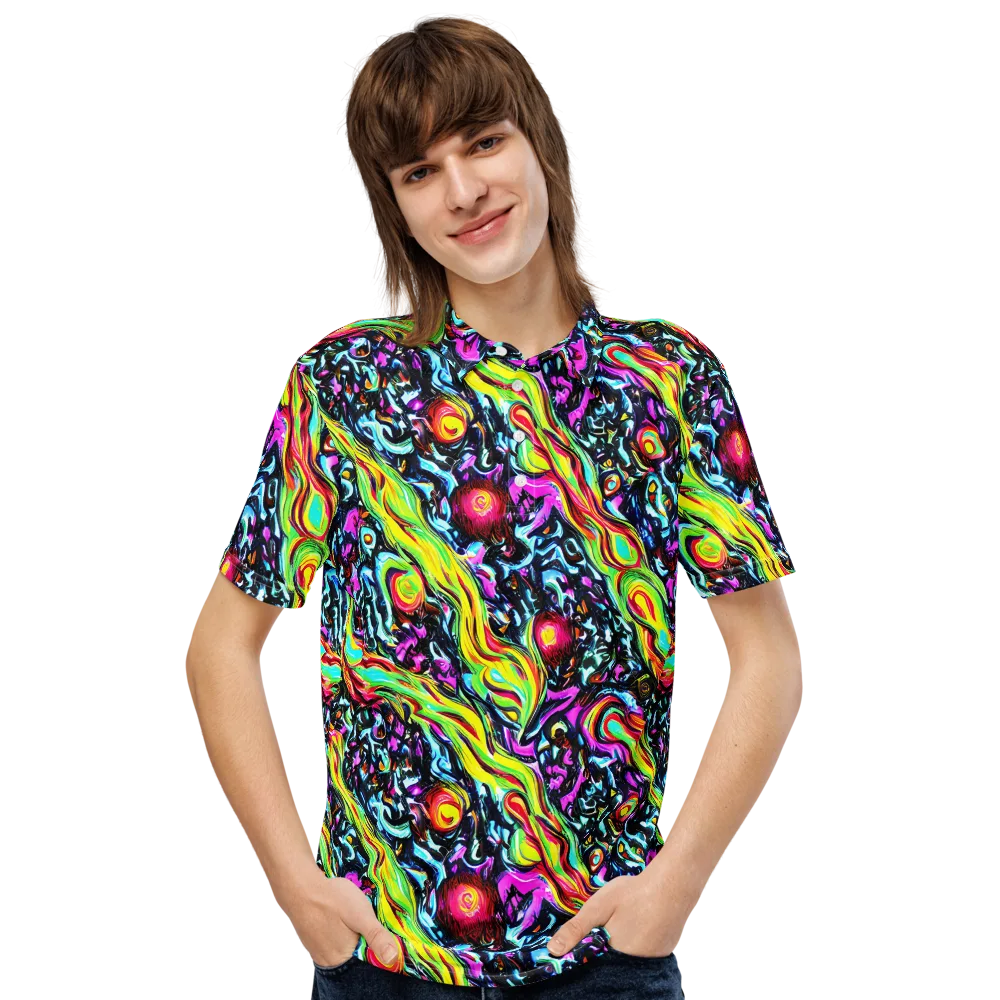 Prismatic Nightfall on Men's Slim Fit Polo Shirt — Front