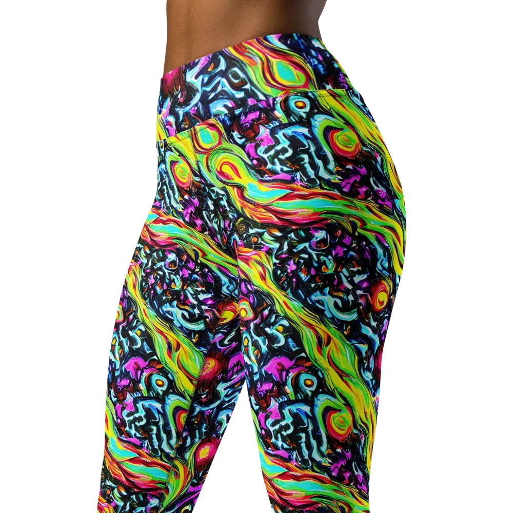 Prismatic Nightfall on Yoga Leggings — Left Front