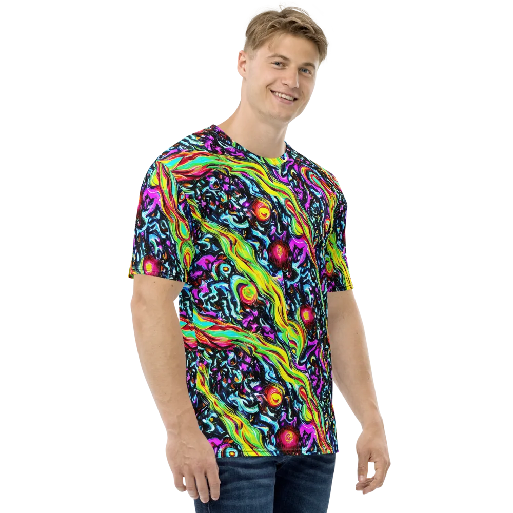 Prismatic Nightfall on Men's Crew Neck T-Shirt — Right