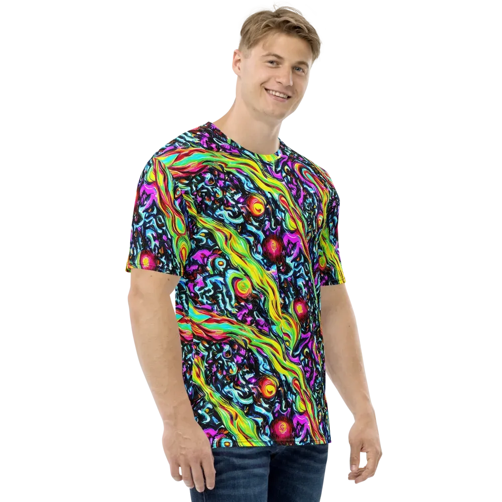 Prismatic Nightfall on Men's Crew Neck T-Shirt — Right