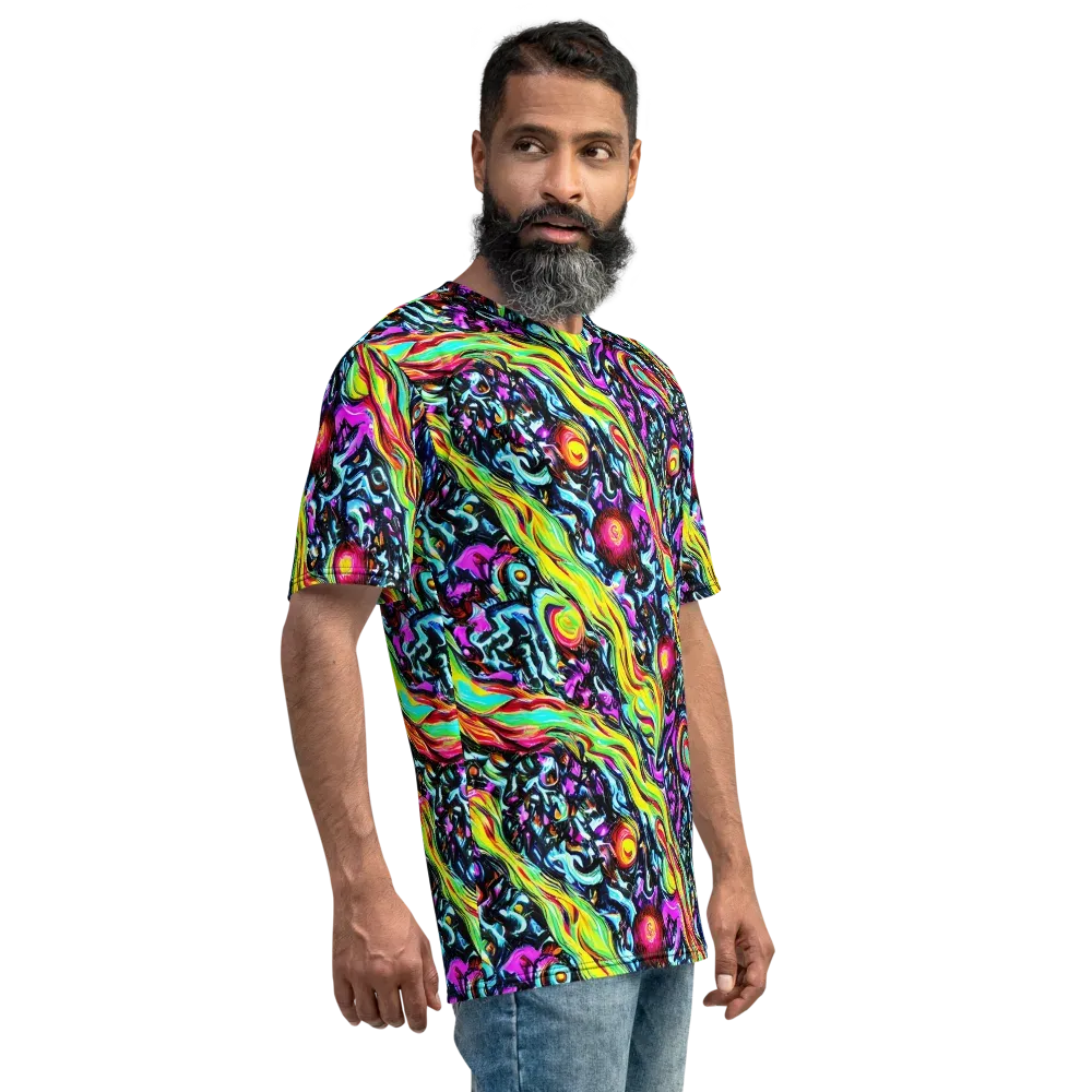 Prismatic Nightfall on Men's Crew Neck T-Shirt — Right