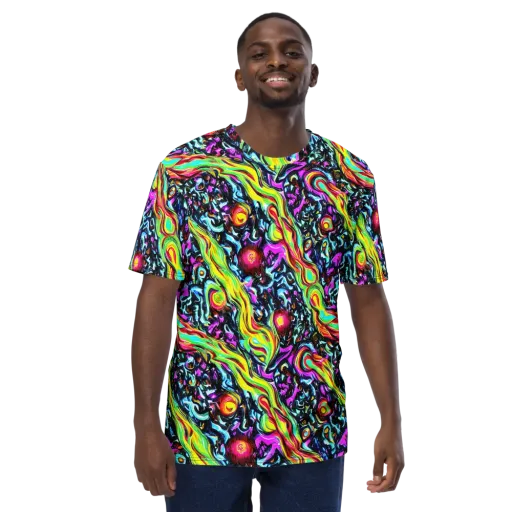 Prismatic Nightfall on a Men's Crew Neck T-Shirt