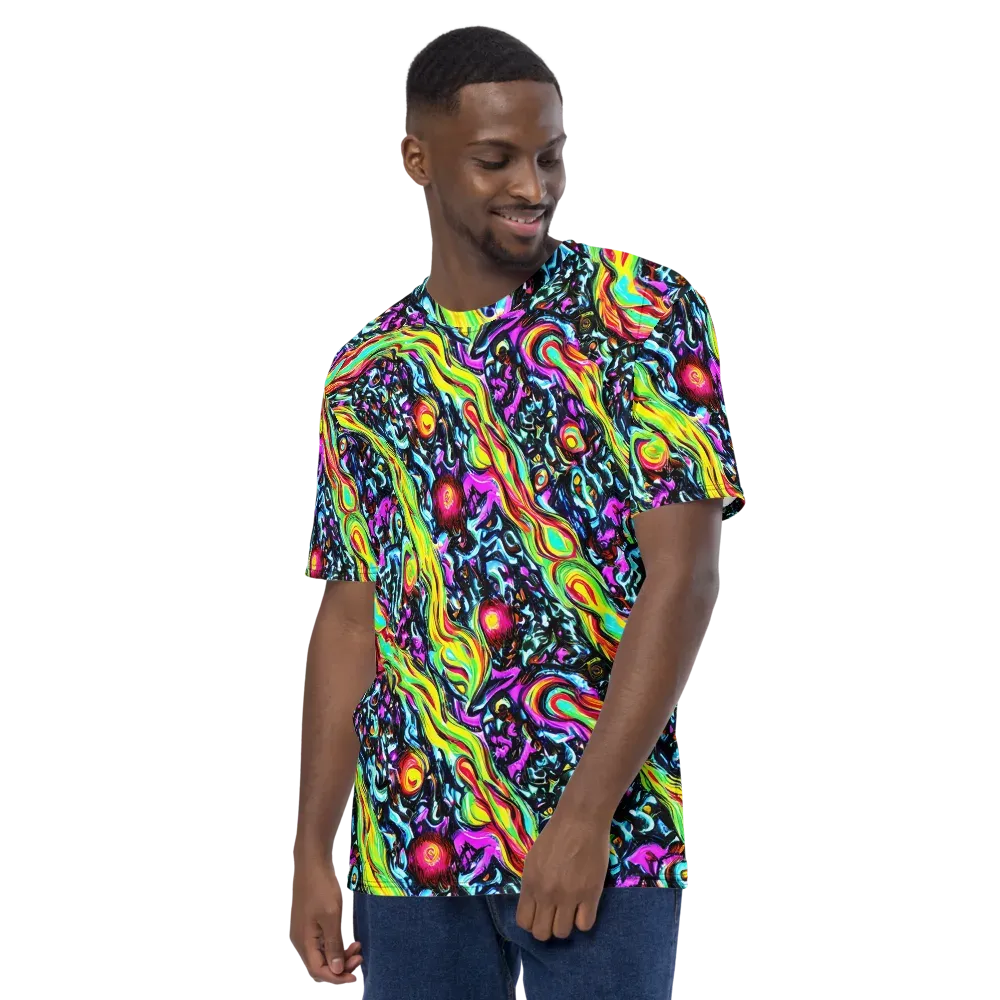 Prismatic Nightfall on Men's Crew Neck T-Shirt — Left