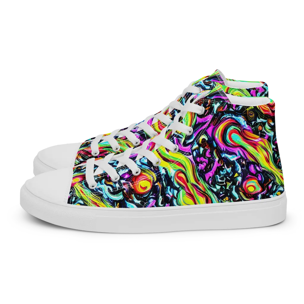 Prismatic Nightfall on Men's High Top Canvas Shoes — Left