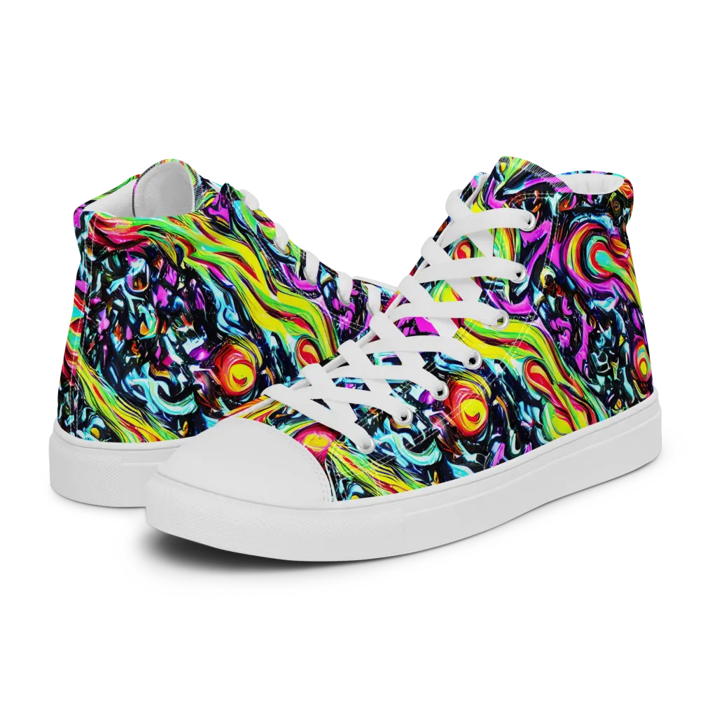 Prismatic Nightfall on Men's High Top Canvas Shoes — Left