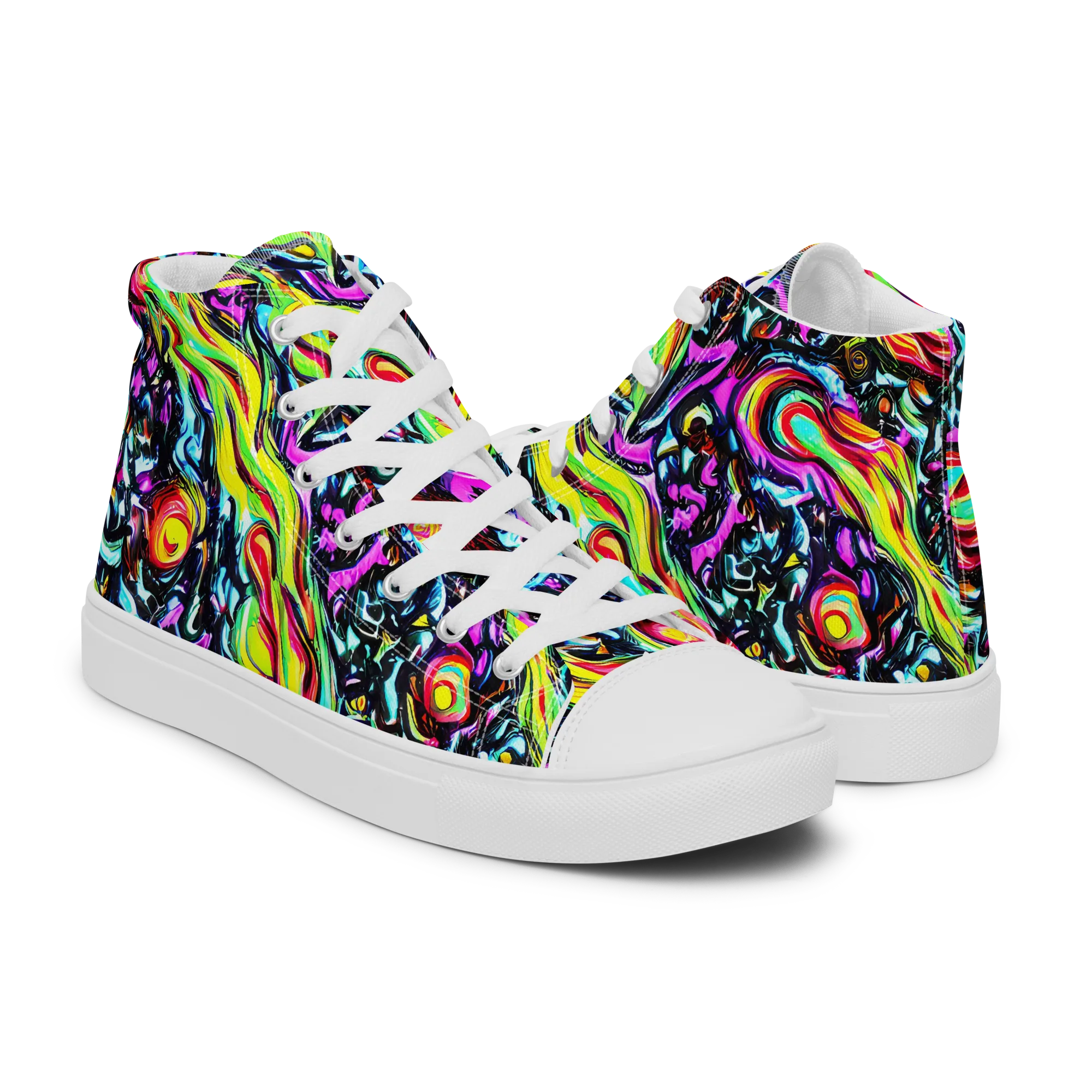 Prismatic Nightfall on Men's High Top Canvas Shoes — Right
